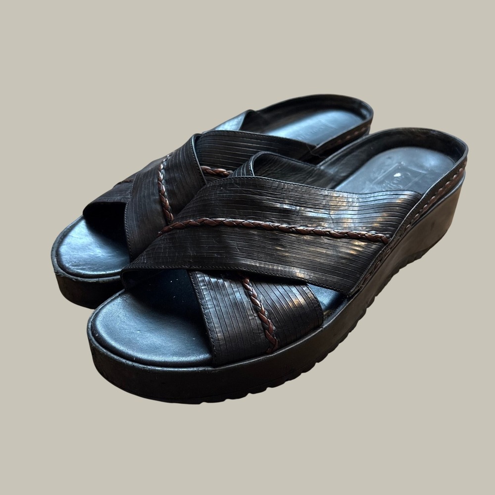 Vintage 1990's Womens Cole Hann Leather Chunky Gladiator Style Sandal Slip On